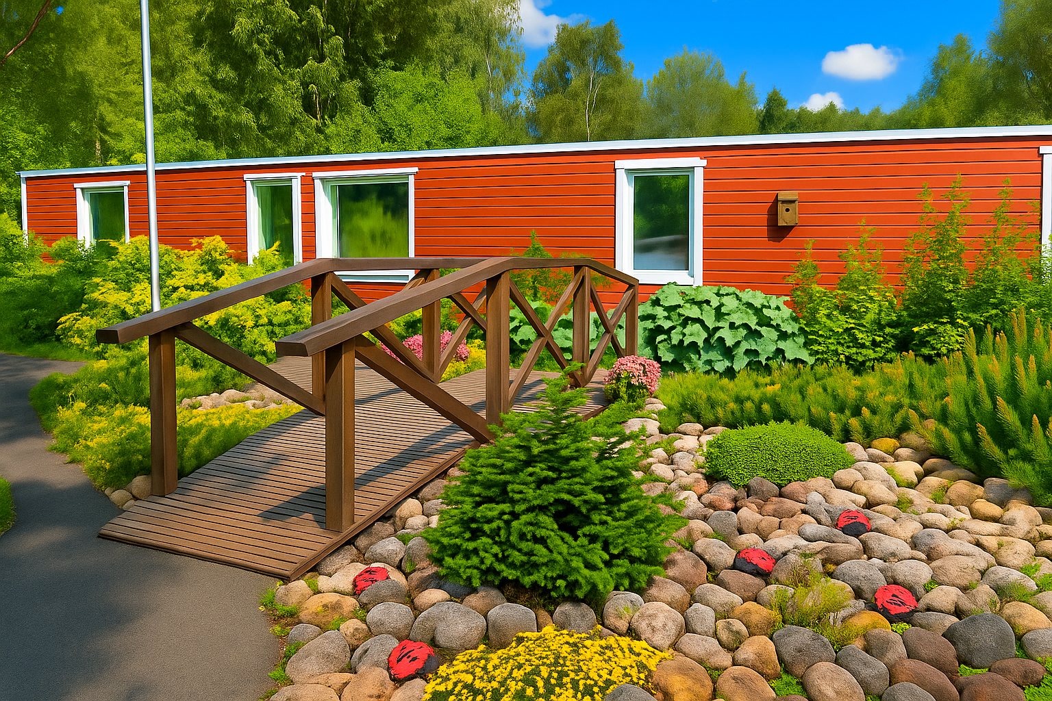 Mainiokoti pellavan puutarhaa